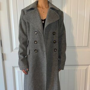 Banana Republic Charcoal Double-Breasted Pea Coat